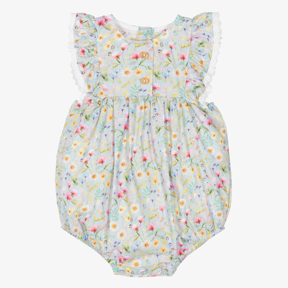 PAZ Rodríguez-Baby Girls Blue Floral Shortie  | Childrensalon Outlet