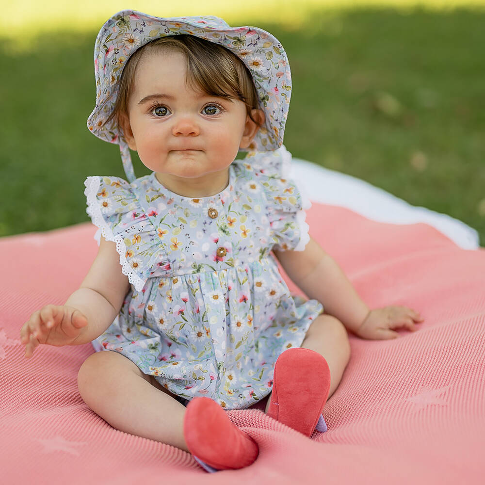 PAZ Rodríguez-تبّان قطن لون أزرق بطبعة ورود للمولودات | Childrensalon Outlet