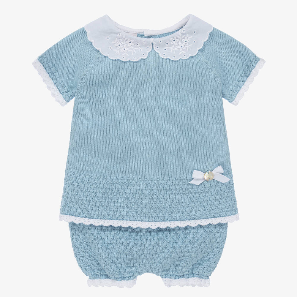 Paz Rodríguez - Ensemble short bleu en coton bébé | Childrensalon