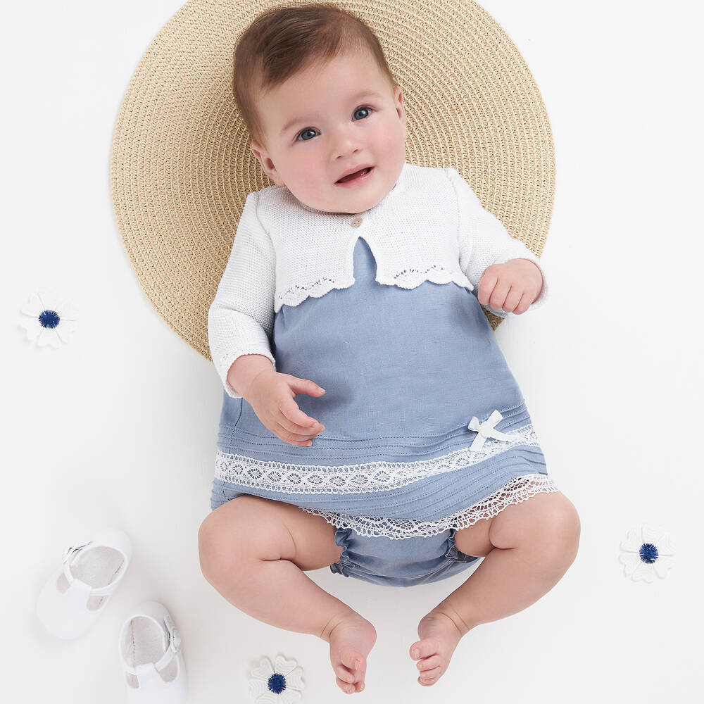 PAZ Rodríguez-Голубое льняное платье для малышек | Childrensalon Outlet
