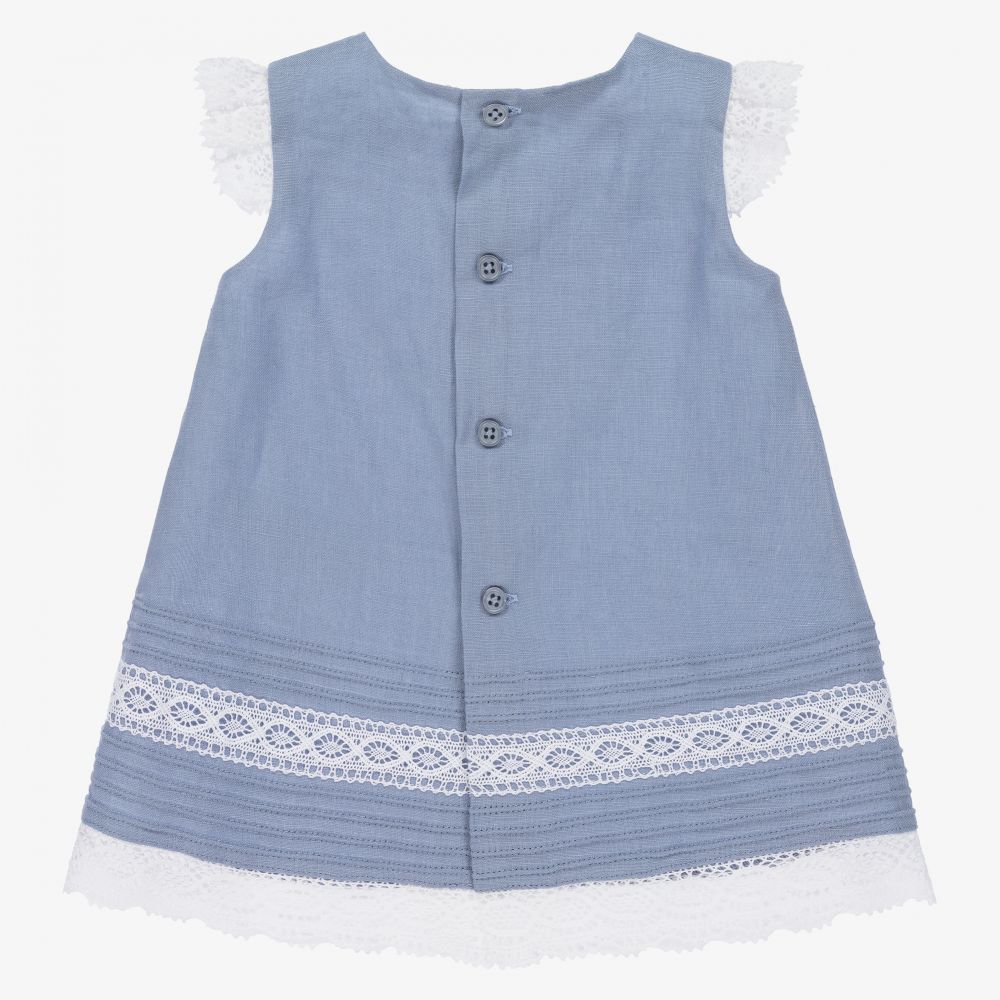 PAZ Rodríguez-Голубое льняное платье для малышек | Childrensalon Outlet