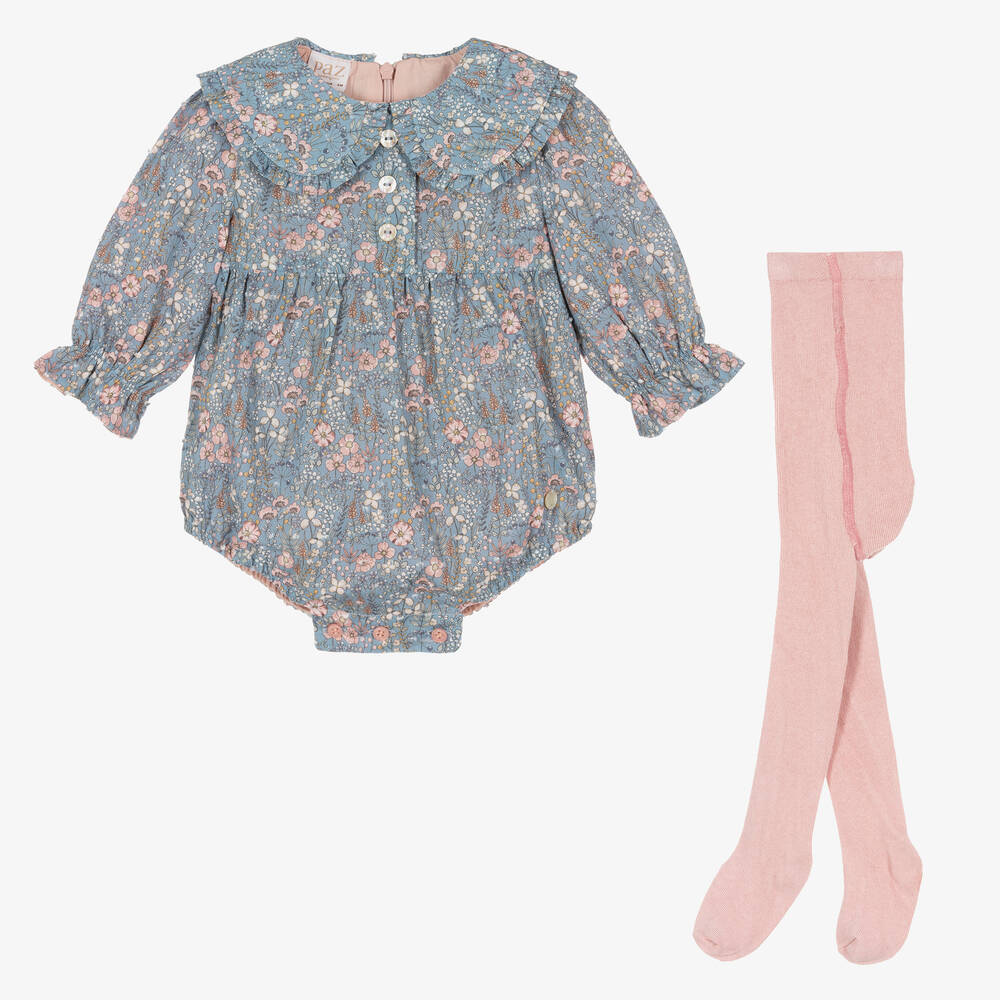 PAZ Rodríguez-Baby Girls Blue & Pink Cotton Shortie Set | Childrensalon Outlet