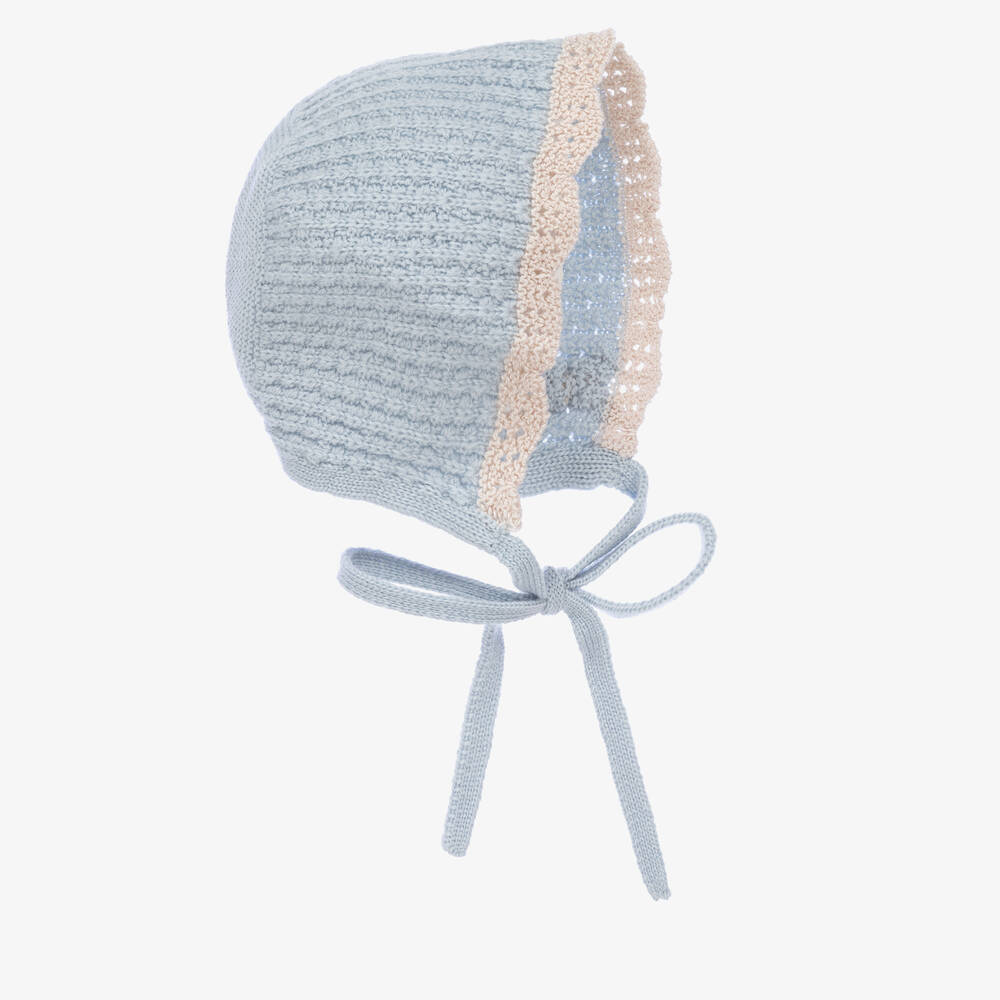 PAZ Rodríguez-Baby Girls Blue Wool Bonnet | Childrensalon Outlet