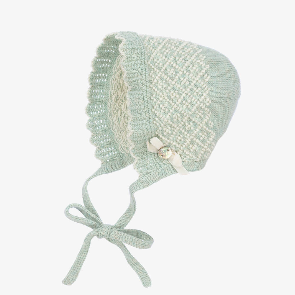 PAZ Rodríguez-Зеленый чепчик из хлопка и кашемира | Childrensalon Outlet