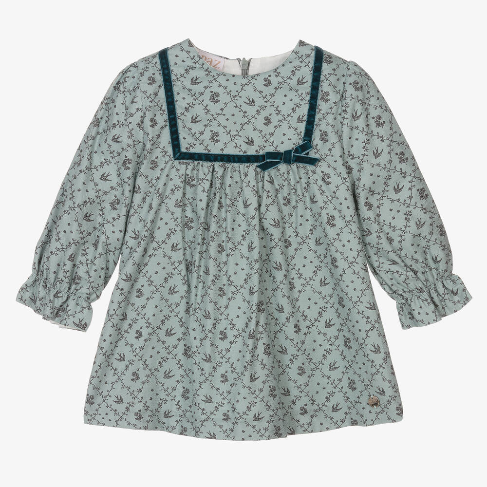 Paz Rodríguez - Baby Girls Green Floral Cotton Dress | Childrensalon