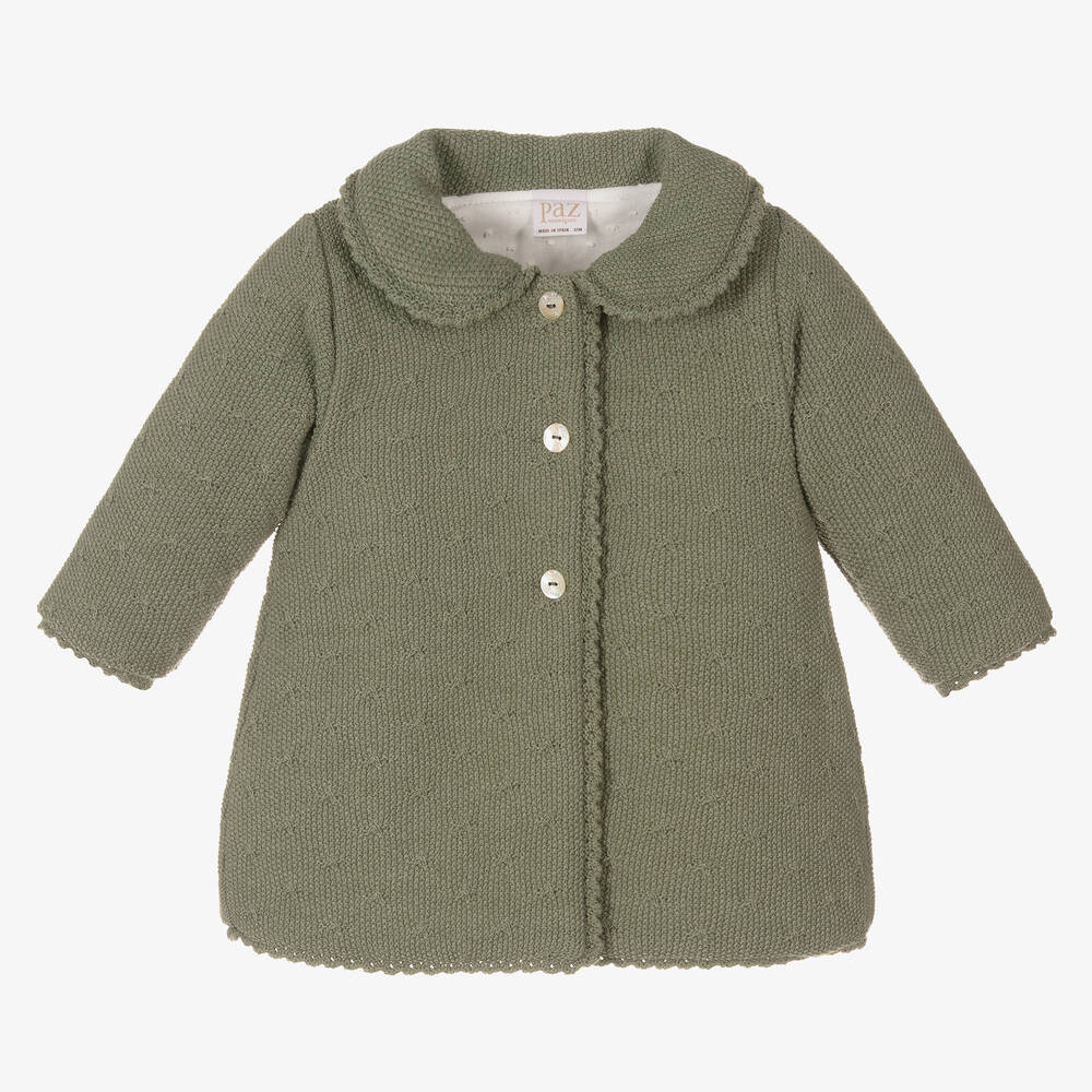 Paz Rodríguez - Baby Girls Green Knitted Coat | Childrensalon