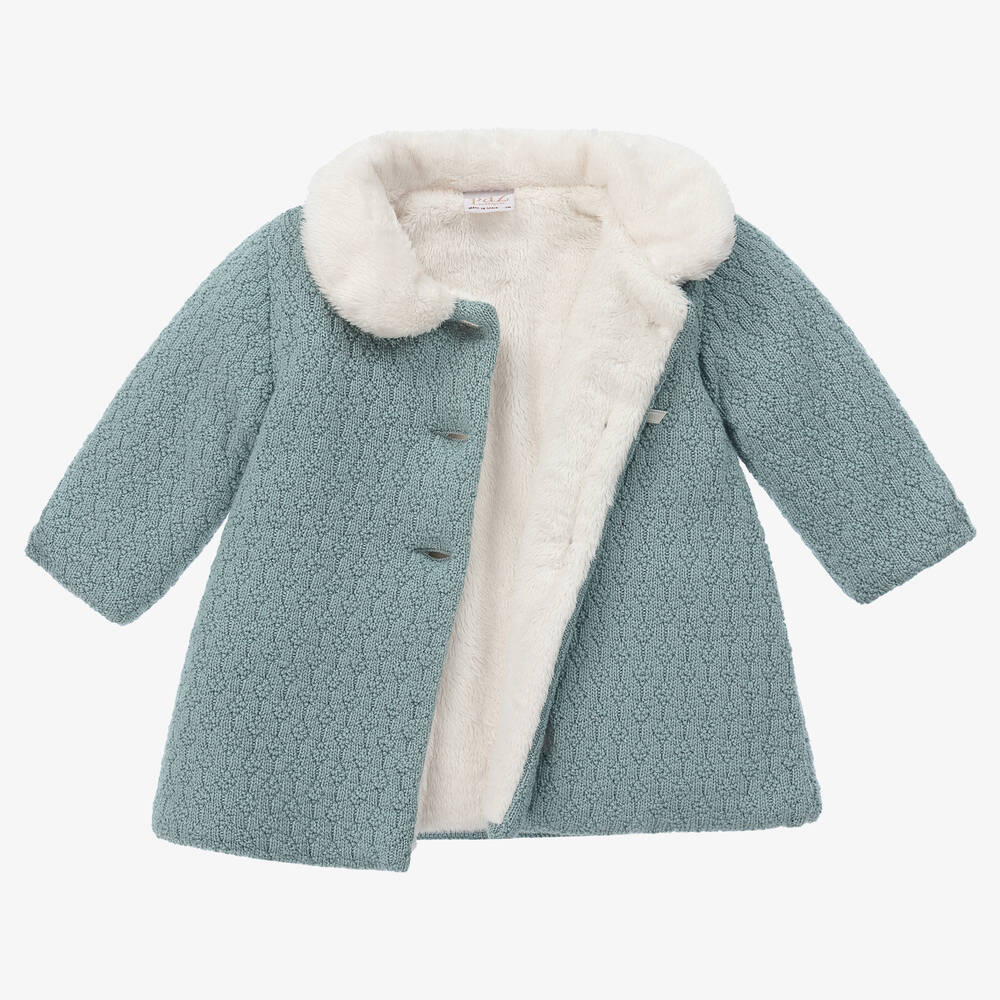 باز رودريغيز-معطف صوف مارينو محبوك لون أخضر للمولودات | Childrensalon Outlet