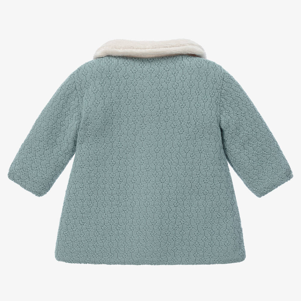 باز رودريغيز-معطف صوف مارينو محبوك لون أخضر للمولودات | Childrensalon Outlet