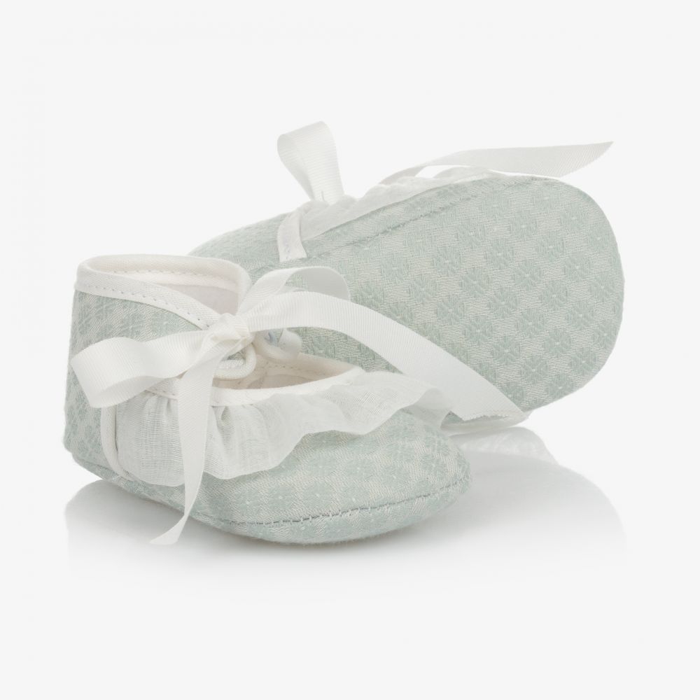 PAZ Rodríguez-Baby Girls Green Ribbon Shoes | Childrensalon Outlet