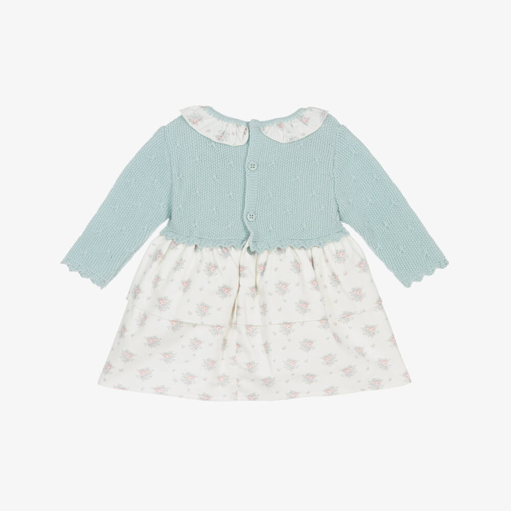 PAZ Rodríguez-Baby Girls Green Wool & Floral Cotton Dress | Childrensalon Outlet