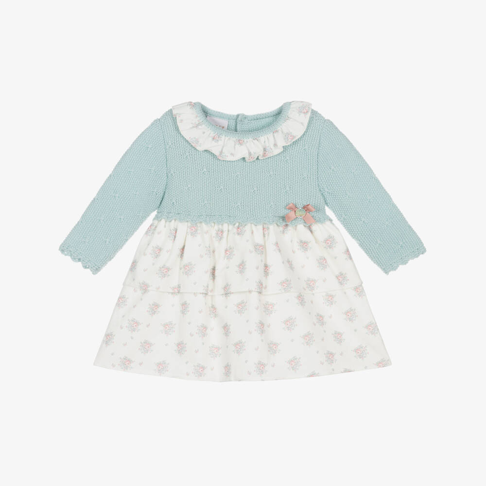 PAZ Rodríguez-Baby Girls Green Wool & Floral Cotton Dress | Childrensalon Outlet