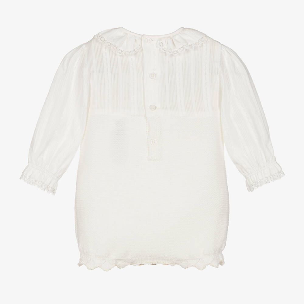 PAZ Rodríguez-بودي سوت قطن وصوف محبوك لون عاجي للمولودات | Childrensalon Outlet