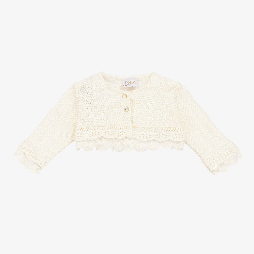 PAZ Rodríguez-Baby Girls Ivory Knit Cardigan | Childrensalon Outlet