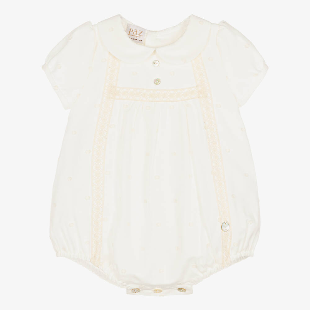 Paz Rodríguez - Baby Girls Ivory Lace Trim Shortie | Childrensalon