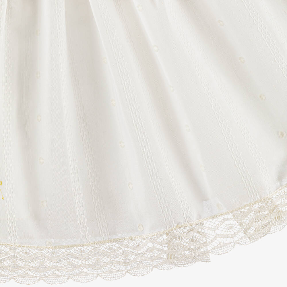 PAZ Rodríguez-Baby Girls Ivory Lace Trimmed Dress & Bonnet Set | Childrensalon Outlet