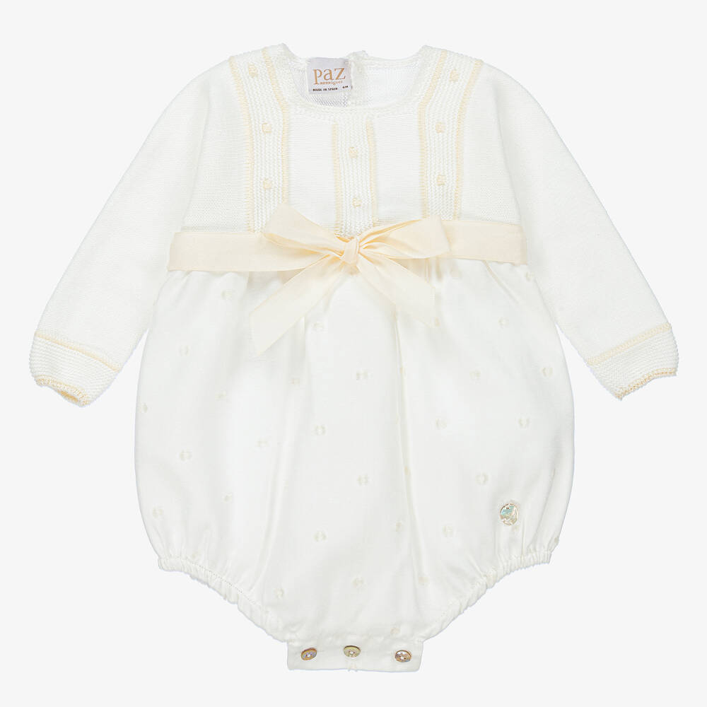 PAZ Rodríguez-Baby Girls Ivory Organic Cotton Shortie | Childrensalon Outlet