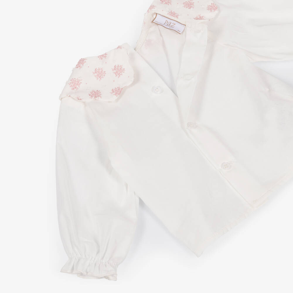 PAZ Rodríguez-Baby Girls Ivory & Pink Cotton Trouser Set | Childrensalon Outlet