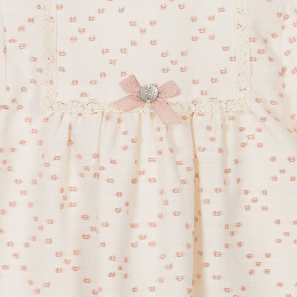 PAZ Rodríguez-فستان مزيج قطن لون عاجي وزهري للمولودات | Childrensalon Outlet