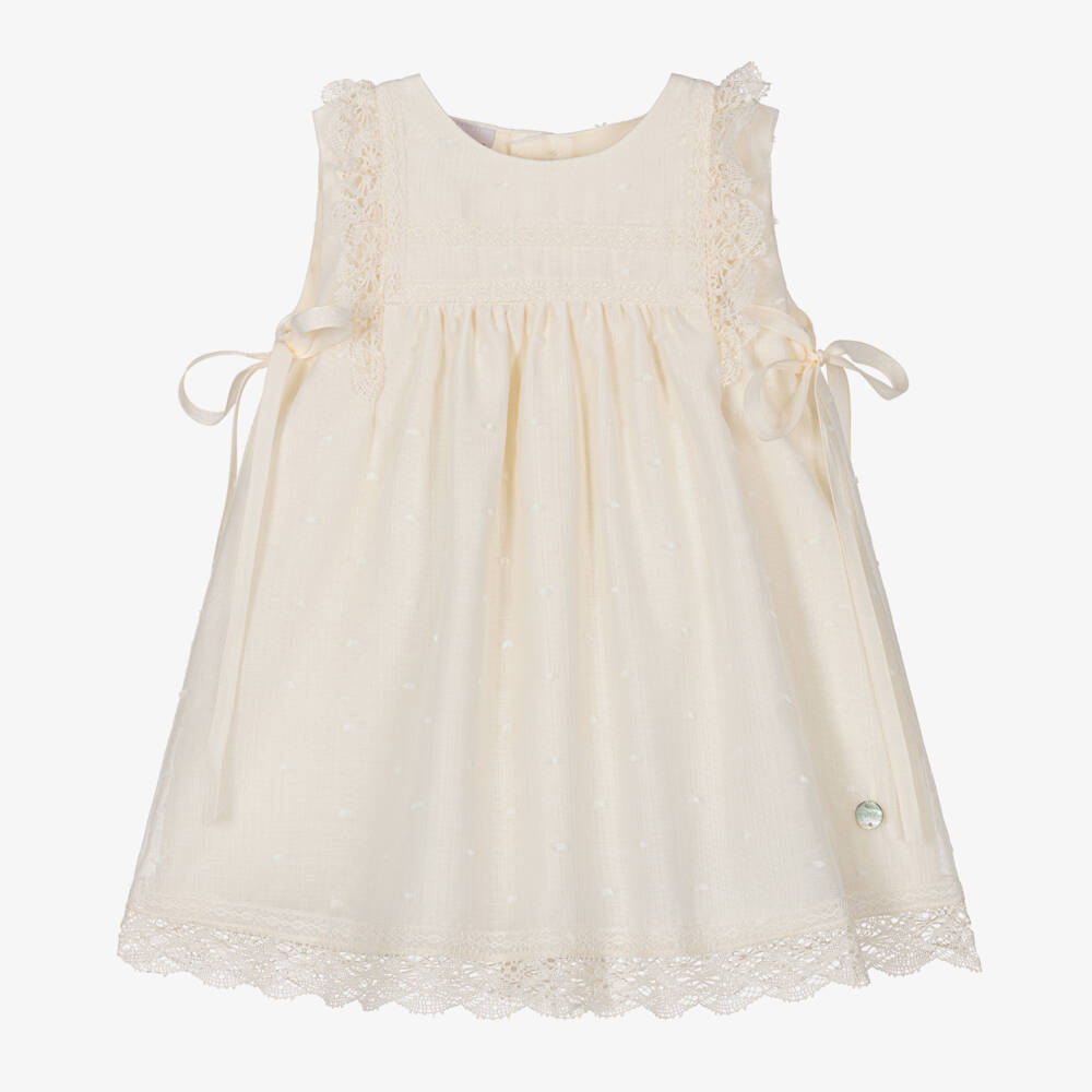 PAZ Rodríguez-Baby Girls Ivory Plumeti Cotton Dress | Childrensalon Outlet