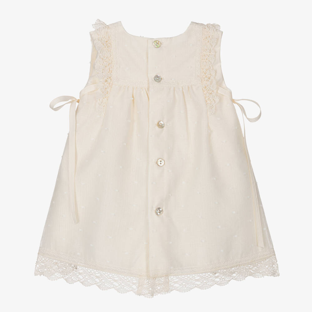 PAZ Rodríguez-Baby Girls Ivory Plumeti Cotton Dress | Childrensalon Outlet