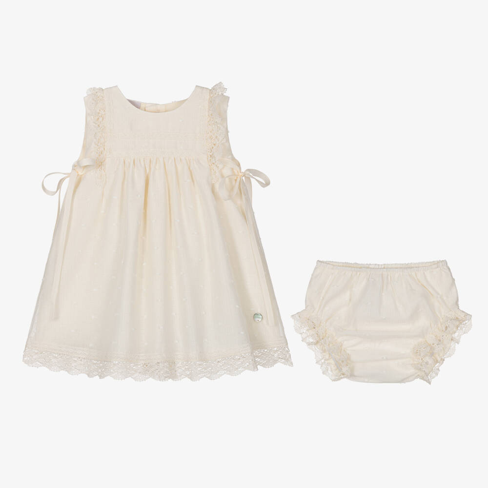 PAZ Rodríguez-Baby Girls Ivory Plumeti Cotton Dress | Childrensalon Outlet