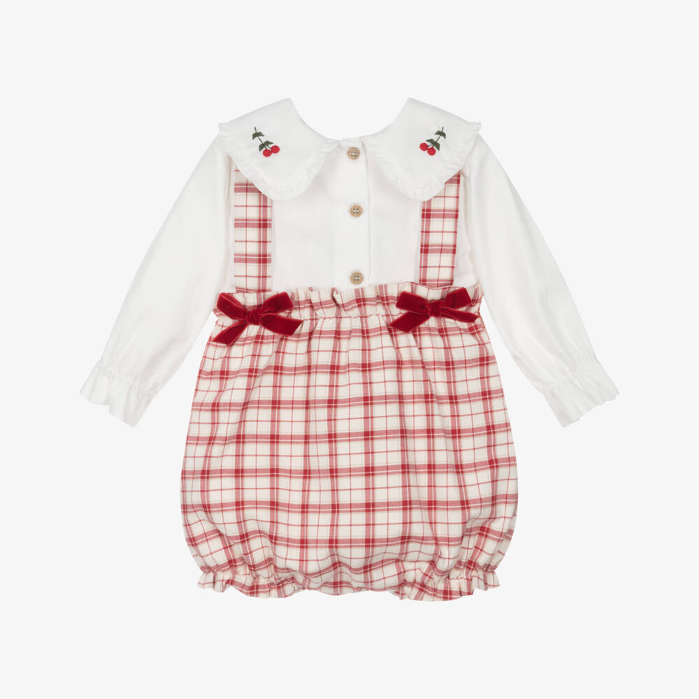 PAZ Rodríguez-Baby Girls Ivory & Red Check Cotton Shorts Set | Childrensalon Outlet