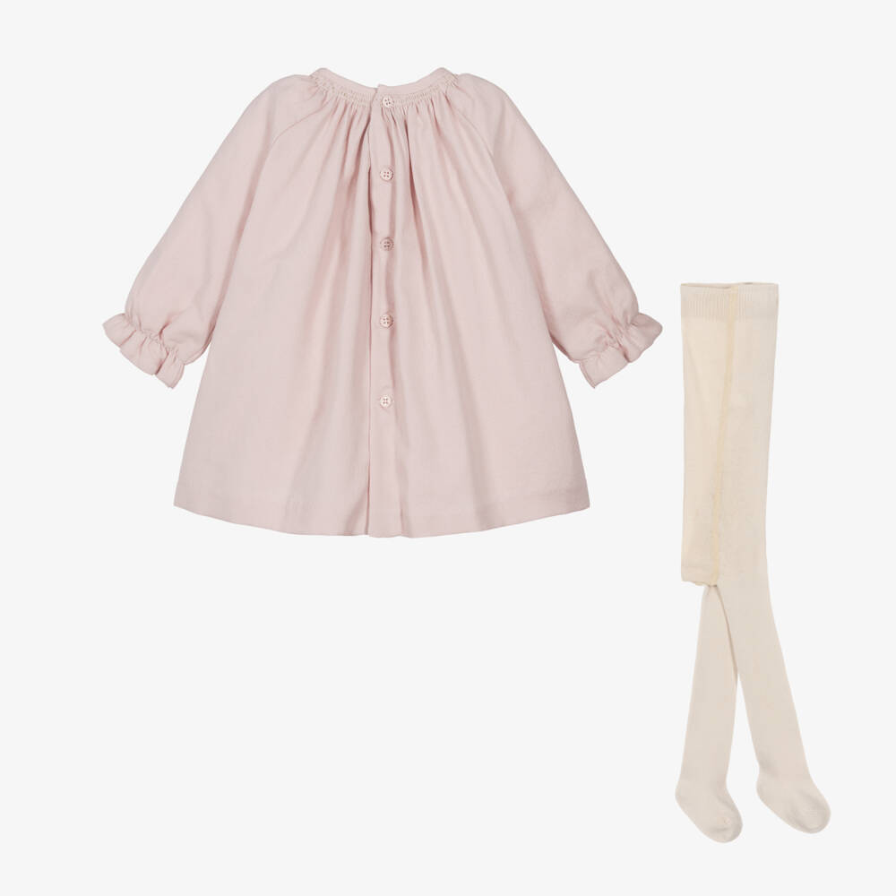 PAZ Rodríguez-Baby Girls Pale Pink & Beige Cotton Dress Set | Childrensalon Outlet