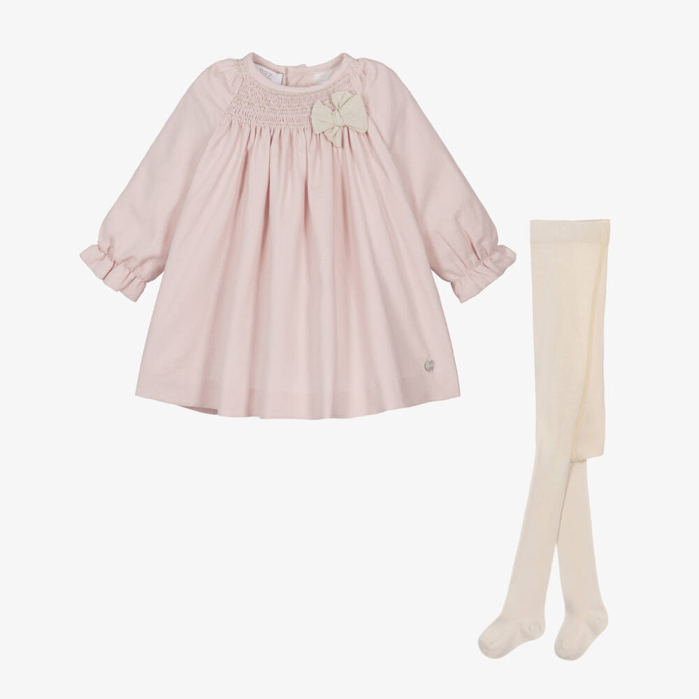 PAZ Rodríguez-Baby Girls Pale Pink & Beige Cotton Dress Set | Childrensalon Outlet
