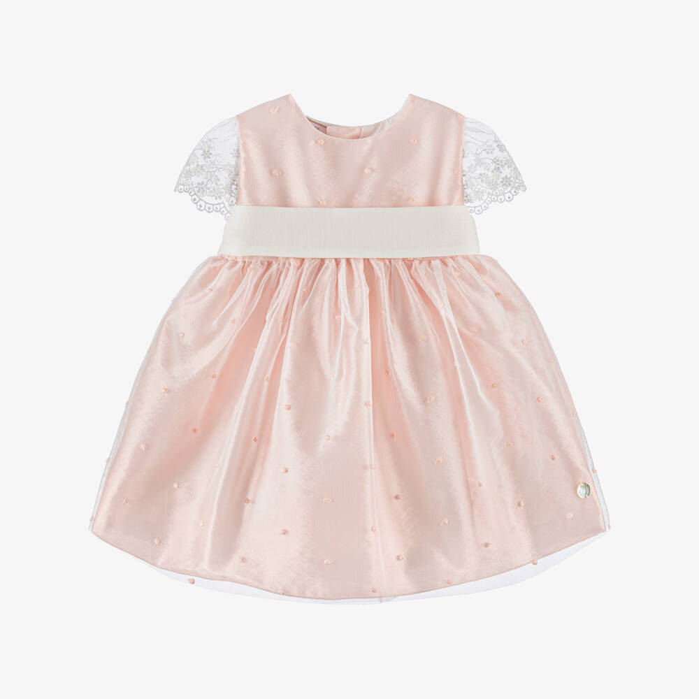 PAZ Rodríguez-Baby Girls Pale Pink Polka Dot Tulle Dress | Childrensalon Outlet