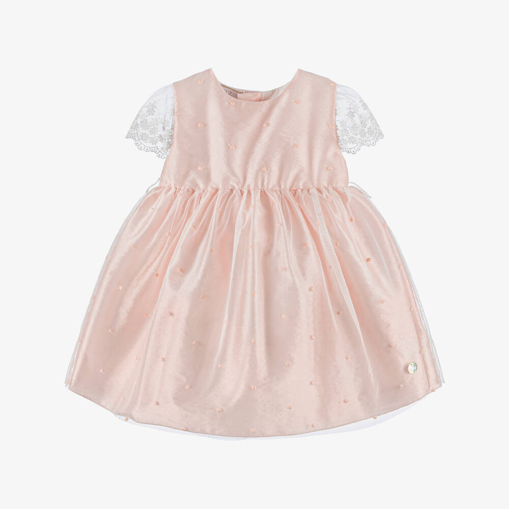 PAZ Rodríguez-Baby Girls Pale Pink Polka Dot Tulle Dress | Childrensalon Outlet