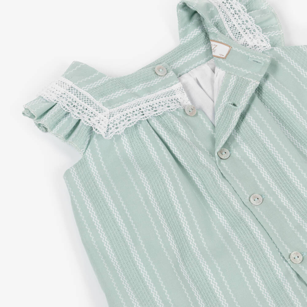 PAZ Rodríguez-Baby Girls Pastel Green Embroidered Cotton Dress | Childrensalon Outlet
