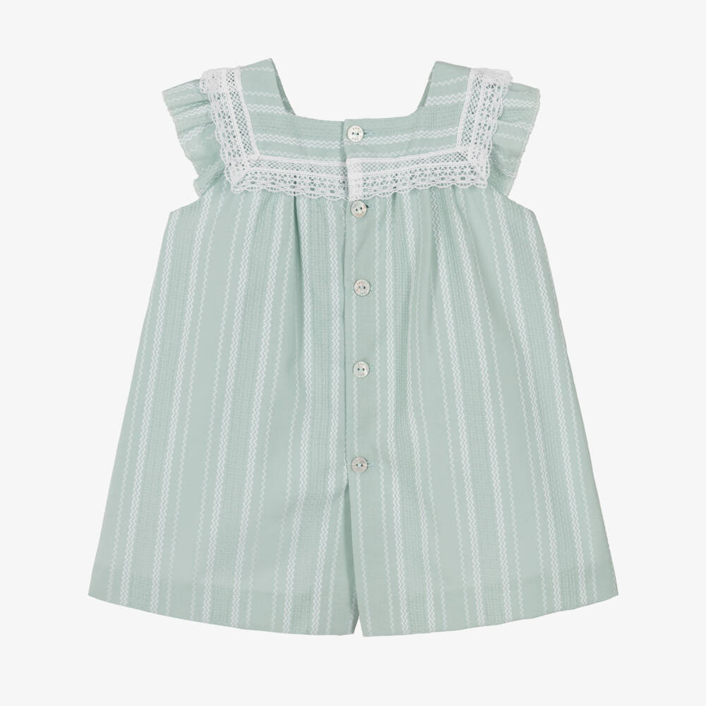 PAZ Rodríguez-Baby Girls Pastel Green Embroidered Cotton Dress | Childrensalon Outlet