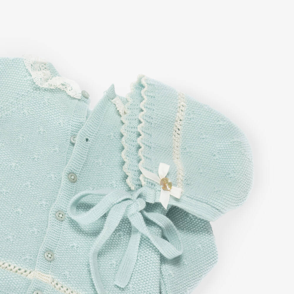 PAZ Rodríguez-Baby Girls Pastel Green Wool Knit Babysuit Set | Childrensalon Outlet