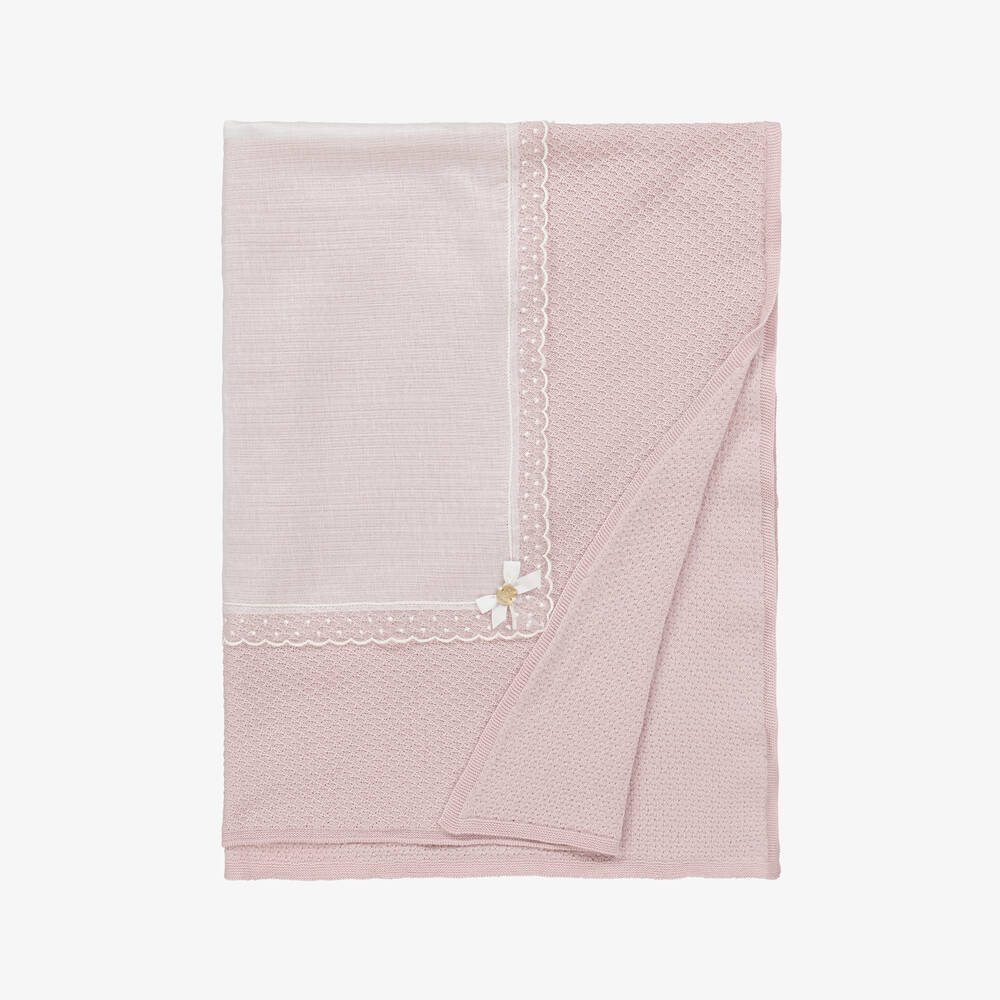 PAZ Rodríguez-Baby Girls Pink Cotton Blanket (98cm) | Childrensalon Outlet