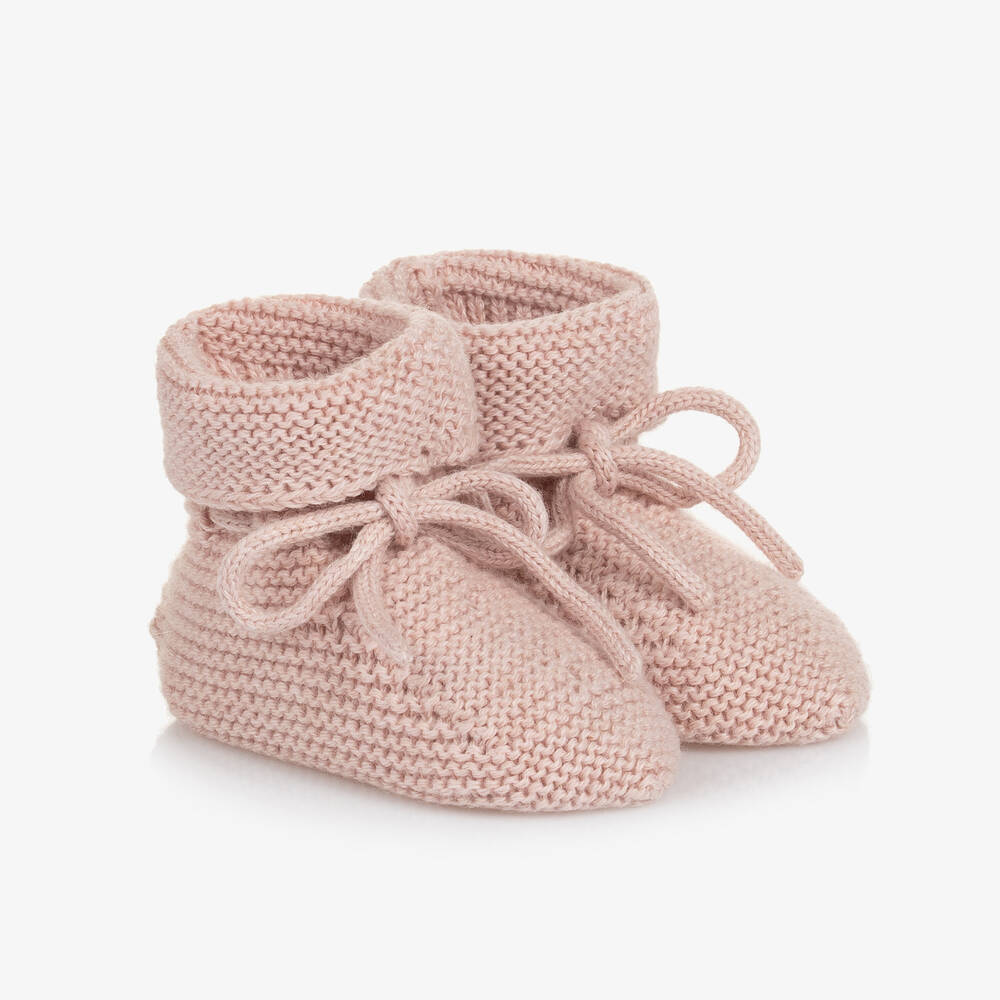 Paz Rodríguez-Baby Girls Pink Cotton & Cashmere Booties | Childrensalon Outlet