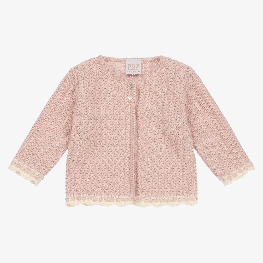 Paz Rodríguez - Cardigan rose en coton et cachemire | Childrensalon