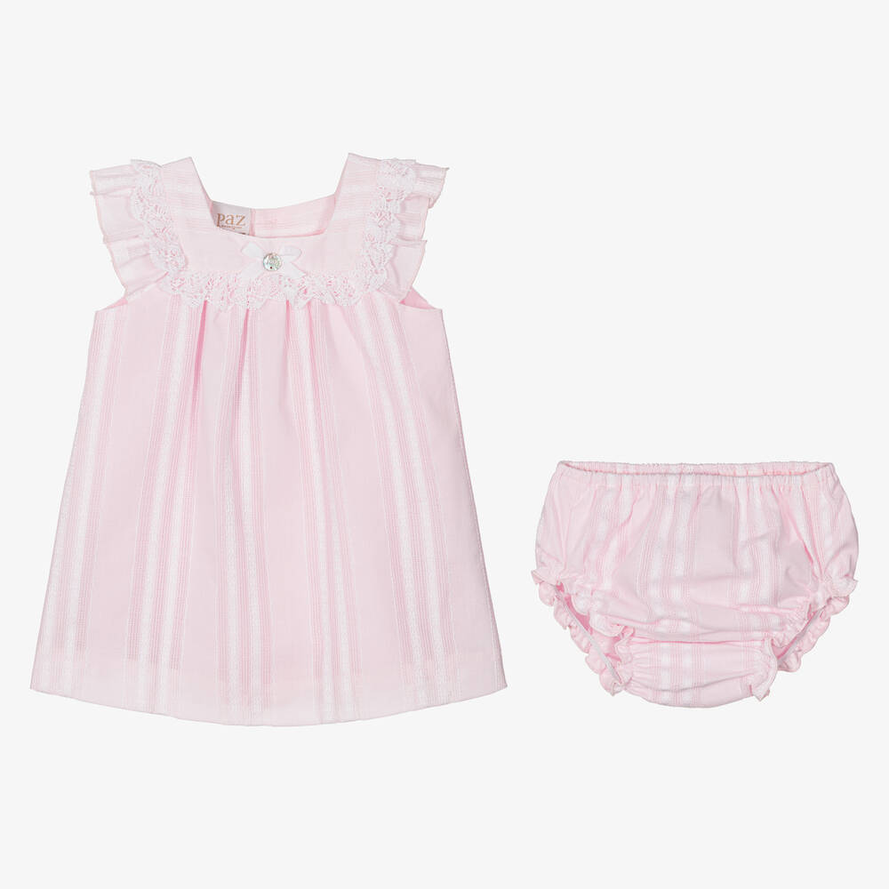 PAZ Rodríguez-Baby Girls Pink Cotton Dress Set | Childrensalon Outlet