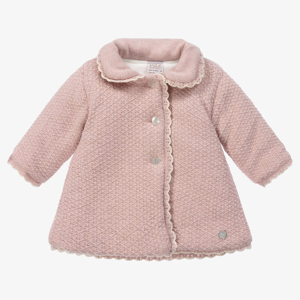 Paz Rodríguez - Baby Girls Pink Cotton Knit Coat | Childrensalon