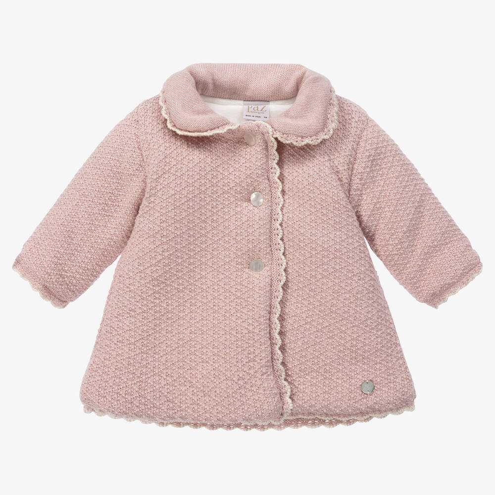 PAZ Rodríguez-Baby Girls Pink Cotton Knit Coat | Childrensalon Outlet