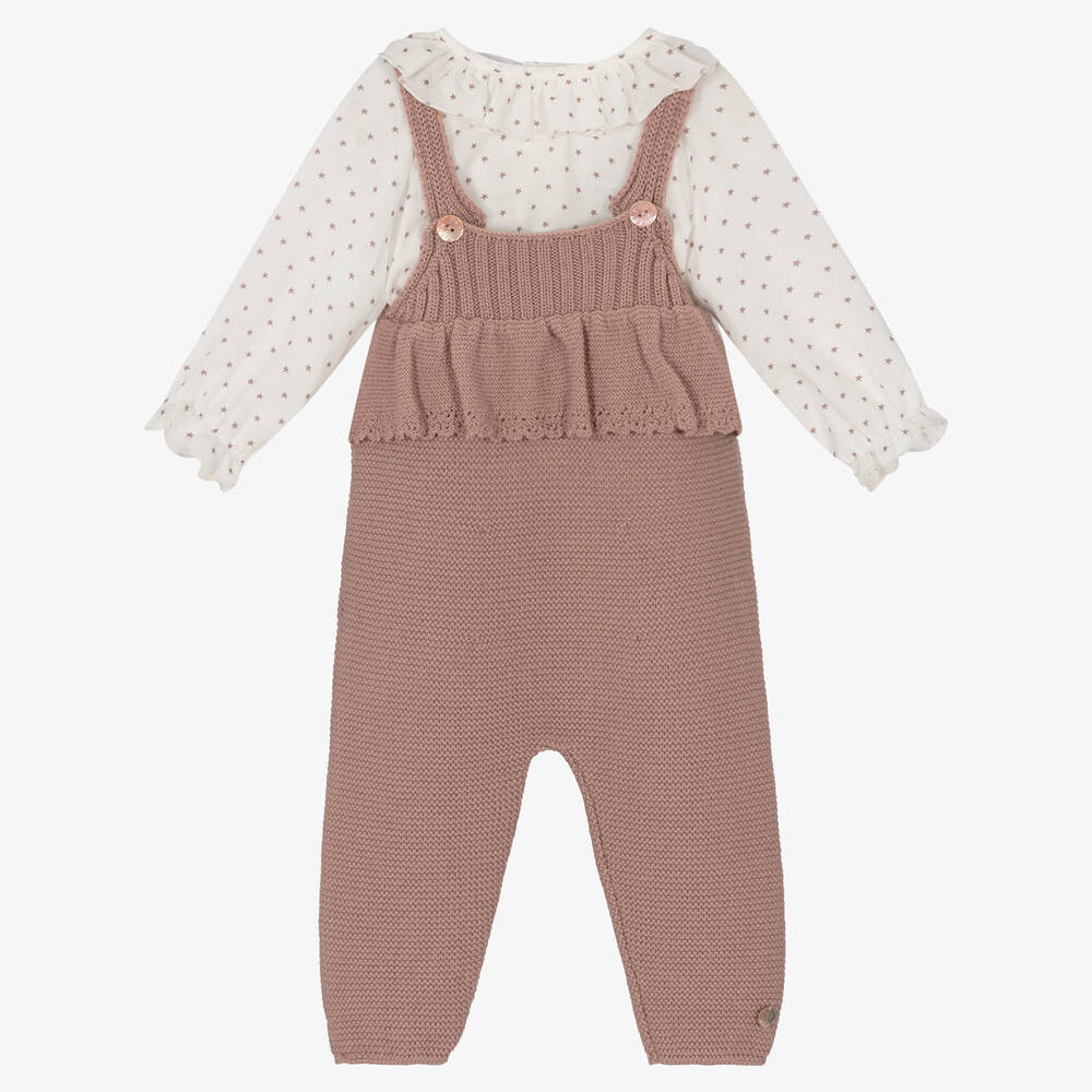 Paz Rodríguez - Baby Girls Pink Dungaree Set | Childrensalon