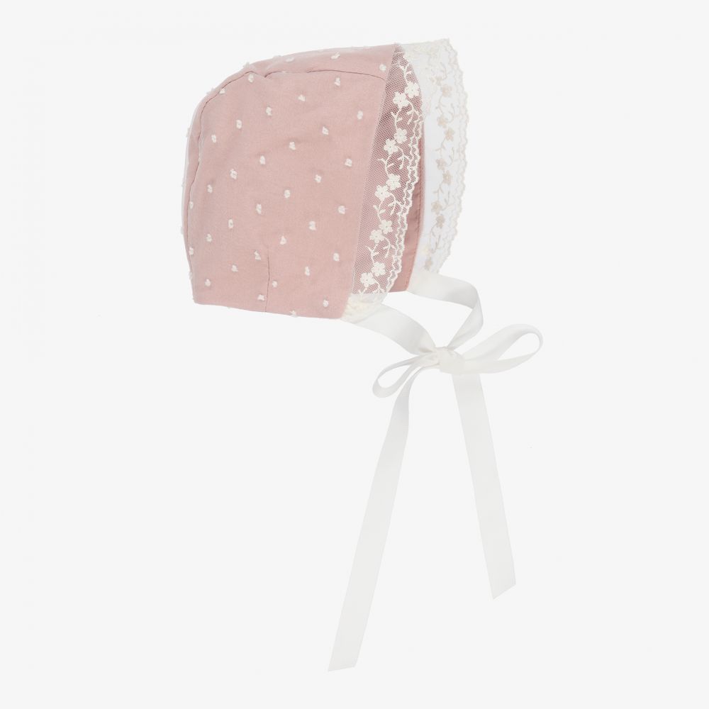 Paz Rodríguez - Baby Girls Pink & Ivory Bonnet | Childrensalon