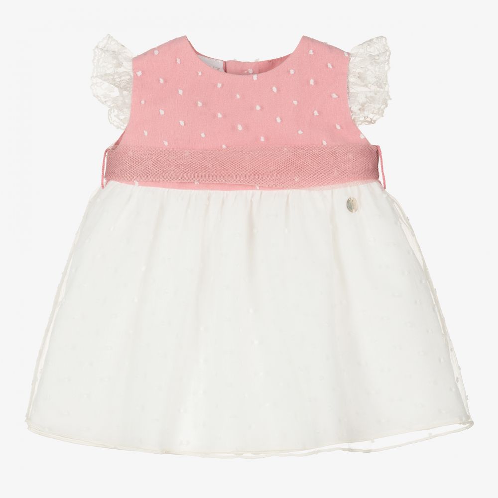 Paz Rodríguez - Babykleid in Rosa und Elfenbein (M)  | Childrensalon