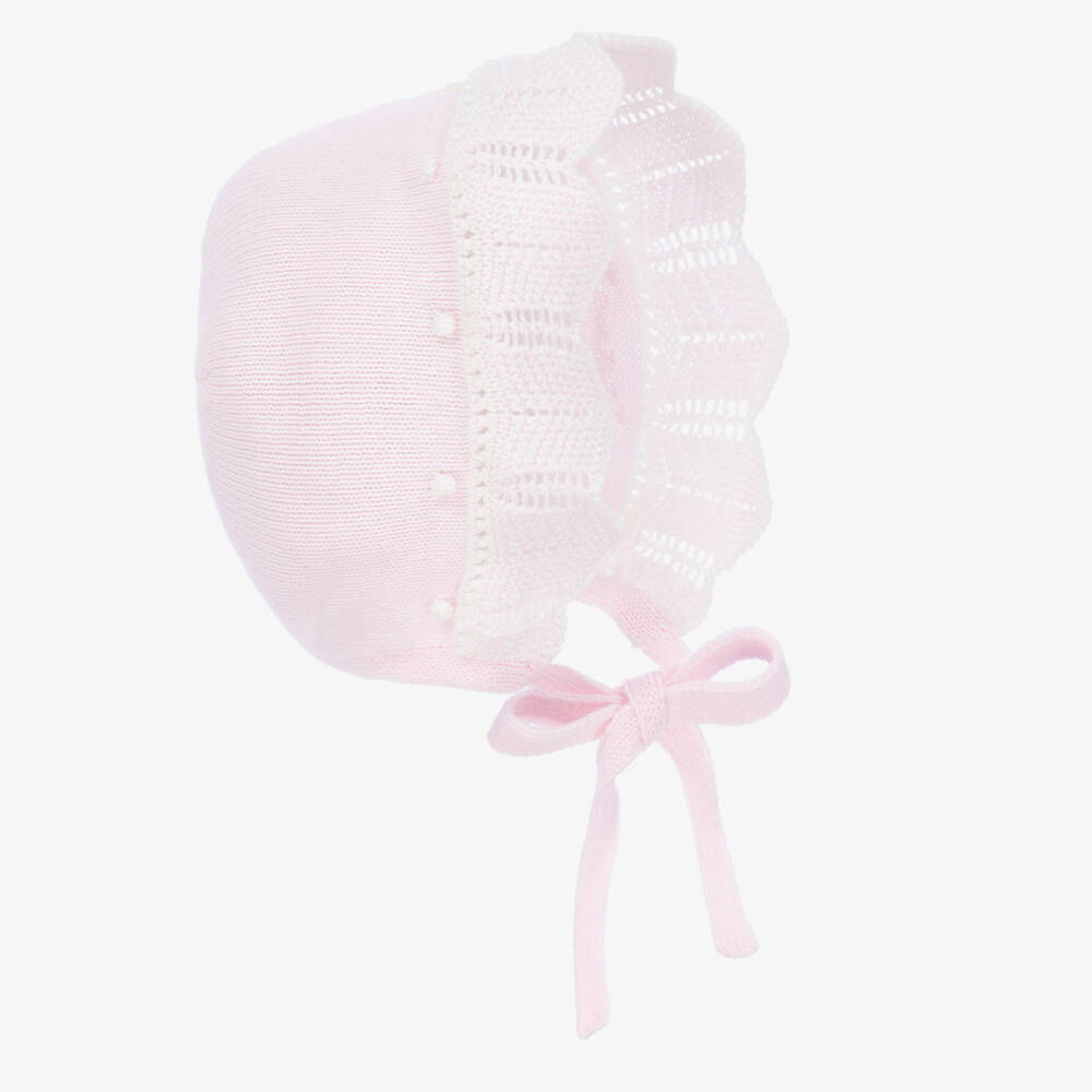 Paz Rodríguez - Baby Girls Pink Knit Bonnet | Childrensalon