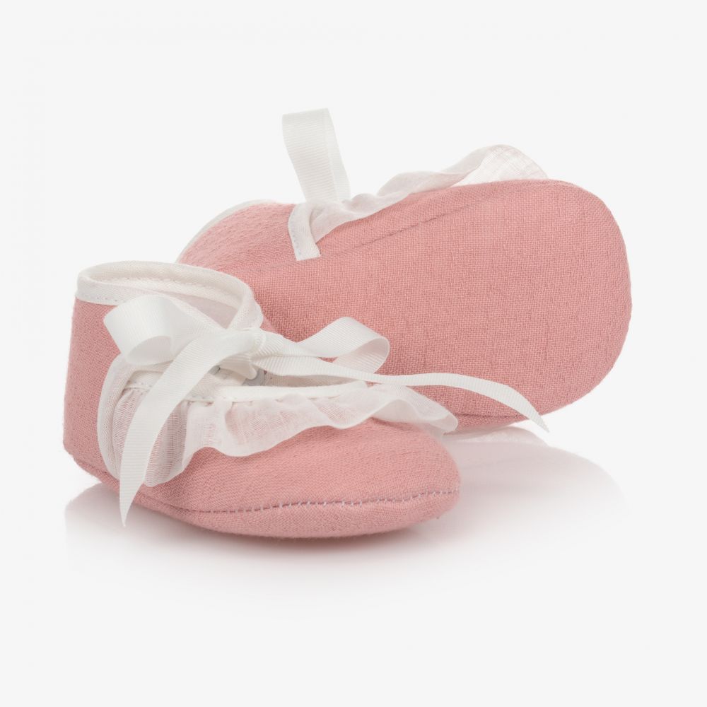 Paz Rodríguez - حذاء لون زهري و أبيض للمولودات  | Childrensalon