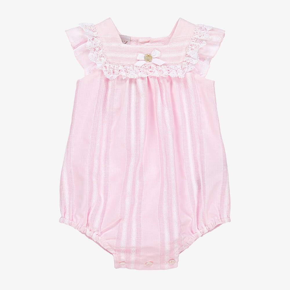 PAZ Rodríguez-Baby Girls Pink Striped Cotton Shortie | Childrensalon Outlet
