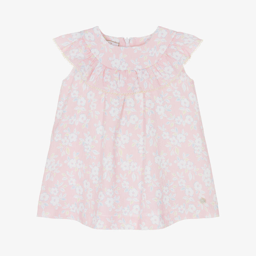 PAZ Rodríguez-Baby Girls Pink & White Floral Print Cotton Dress | Childrensalon Outlet