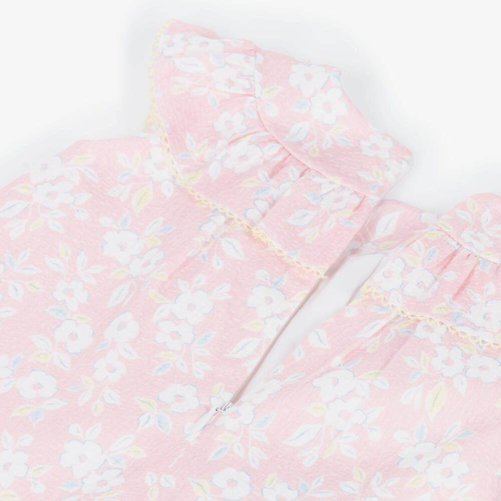 PAZ Rodríguez-Baby Girls Pink & White Floral Print Cotton Dress | Childrensalon Outlet