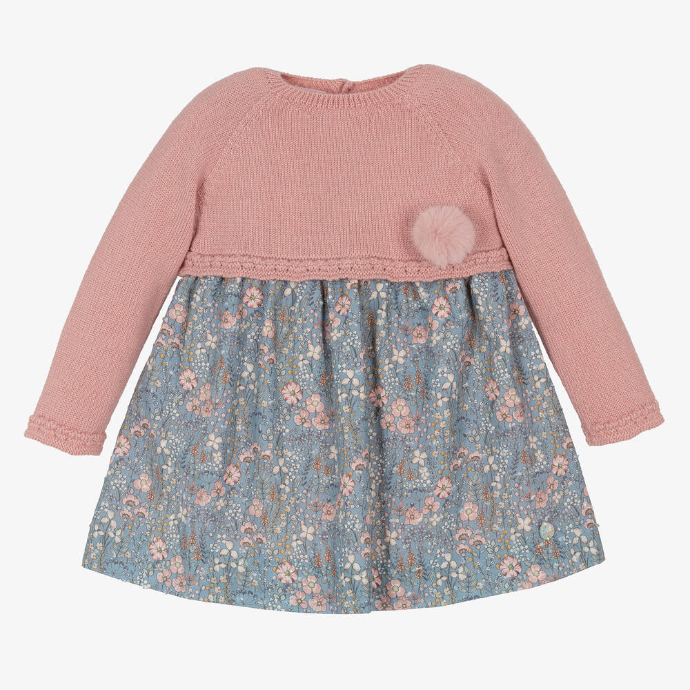 PAZ Rodríguez-Розовое платье из шерсти и хлопка | Childrensalon Outlet