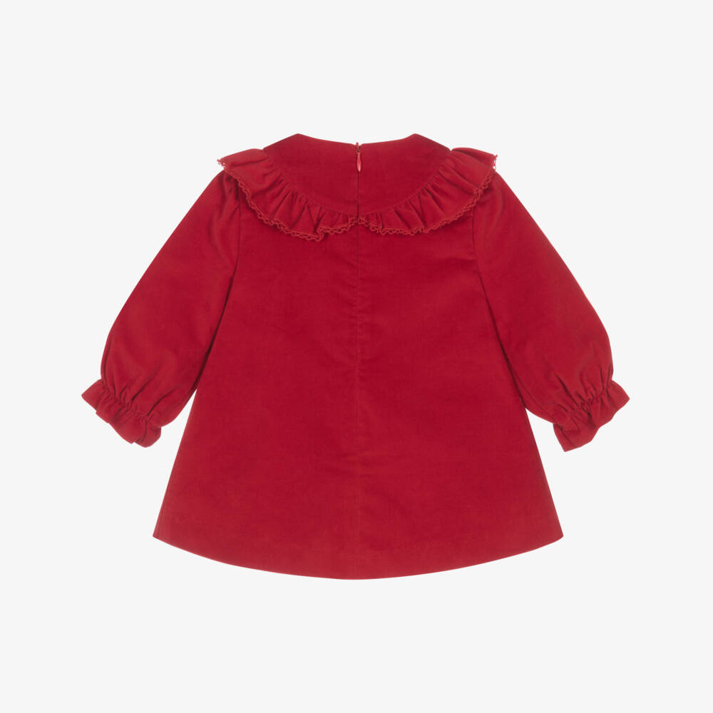 PAZ Rodríguez-Baby Girls Red Velvet Long Sleeved Dress | Childrensalon Outlet