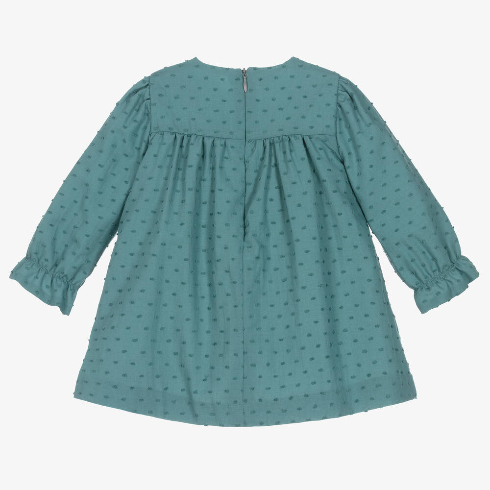 PAZ Rodríguez-Baby Girls Teal Green Cotton Dress | Childrensalon Outlet